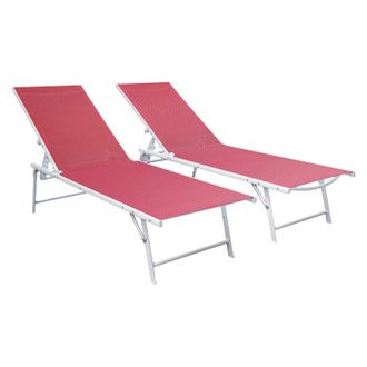 Happy Garden Happy Garden - Lote De 2 Tumbonas Plegables Sicilia De Textileno Rosa Estructura Blanca