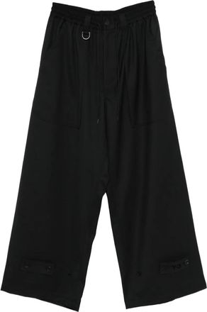 Yohji Yamamoto drawstring pocket trousers - men - Wool/Elastane/Recycled Polyester - S - Black
