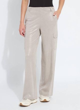 Lyss&eacute; Callie Patent Foil Vegan Suede Cargo Pant In Liquid Soft Taupe