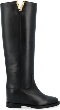 Via Roma 15 Stivale 4055 - Dames - Hoge Laarzen - Zwart - 35 EU - Leer - Schoenen
