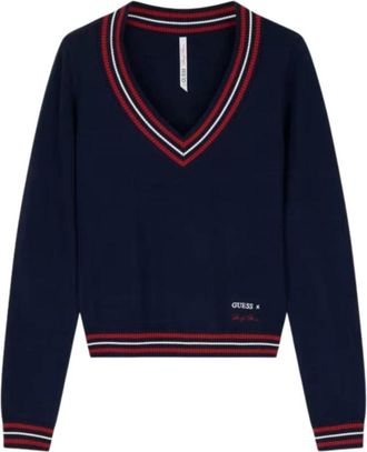 Guess Marilyn V-neck Trui - Dames - V-hals truien - Blauw - S - Truien & Vesten