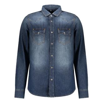 Diesel Denim Shirts, male, Blue, Size: 2XL Long Sleeve Denim Shirt
