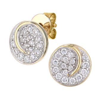 Diamant L'&eacute;ternel Womens 18ct Yellow Gold Diamond Circle Swirl Design Earrings - One Size