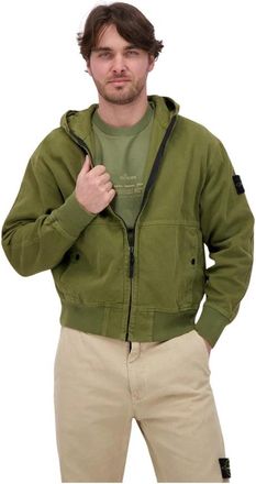 Stone Island Sweat Hoodie - Heren - Zomerjassen - Groen - S - Katoen - Jassen