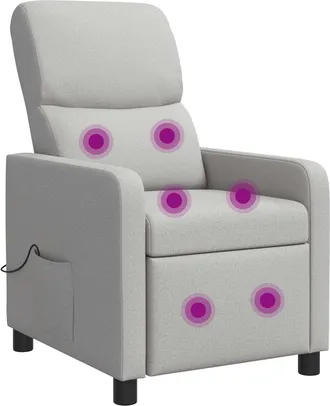 vidaXL Silla De Masajes Reclinable Gris Nube Tela Vidaxl