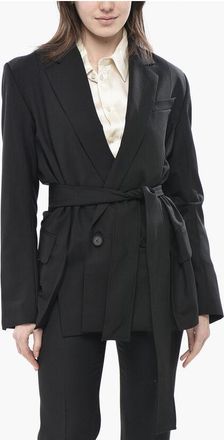 Eudon Choi Virgin Wool-Blend Double-Breasted Blazer With Belt size 42