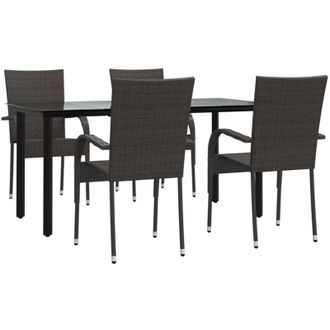 vidaXL Vidaxl - Juego De Comedor De Jard&iacute;n 5 Piezas Rat&aacute;n Sint&eacute;tico Marr&oacute;n