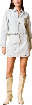 Cleobella Adare Cropped Jacket In Skywriting