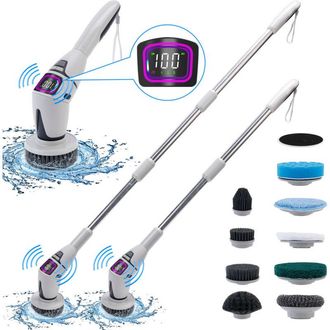 OEM Limpiador El&eacute;ctrico 10 En 1, Cepillo De Ba&ntilde;o El&eacute;ctrico Con 10 Cabezales De Repuesto, Cepillo De Ducha Inal&aacute;mbrico Con Brazo Extensible, Resistente Al 