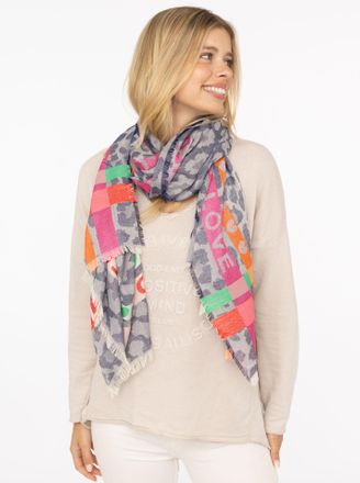 Zwillingsherz Schal ZWILLINGSHERZ Wild Love, Damen, blau, Obermaterial: 100% Polyester, Modet&uuml;cher Schal, trendiger Schal mit Herzen und Schriftzug