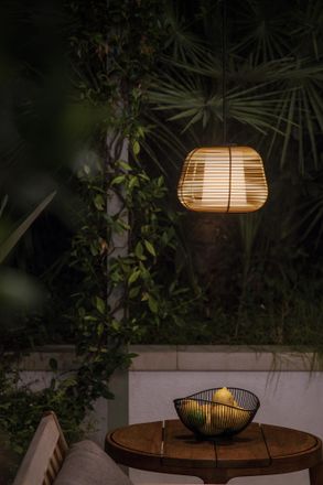 Faro Barcelona Narita Colgante Con Flor&oacute;n Beige