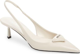 Prada Modellerie Pointed Toe Slingback Pump in Avorio at Nordstrom, Size 6Us
