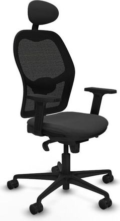 Piqueras y Crespo Piqueras Y Crespo - Jorquera Sincro Malla Negra Similpiel Gris Oscuro Brazos 2d Base Nailon Cabecero Fijo Ruedas 65mm Nailon