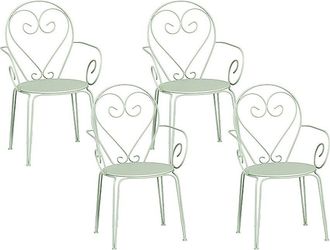 Vente-Unique Poltrona da giardino impilabile in Metallo Stile ferro battuto Verde acqua - Lotto di 4 - - GUERMANTES