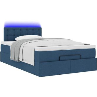 vidaXL Vidaxl - Cama Otomana Con Colch&oacute;n Y Luces Led Azul 120x200 Cm Tela