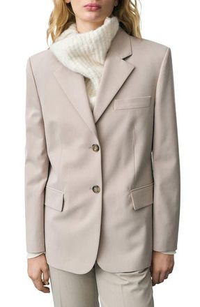 Mango Structured Straight Fit Blazer in Beige at Nordstrom, Size Large