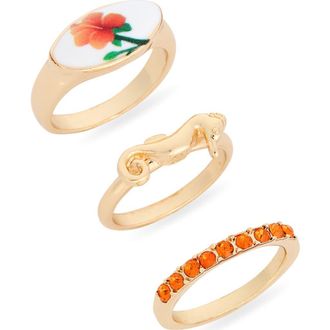 Leith 3-Pack Assorted Rings in Pink Multi- Gold at Nordstrom Rack, Size Medium/large