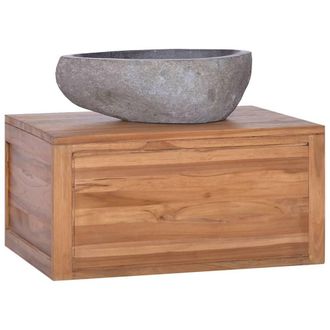 Berkfield Home Wall-mounted Bathroom Cabinet 60x45x30 cm Solid Teak Wood in Brown | Size: 60 x 45 x 30 cm