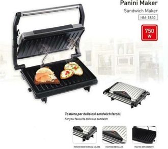 Trade Shop Trade Shop - Bistecchiera Elettrica Piastra Per Panini 750 Watt Toast Con Apertura Basculante