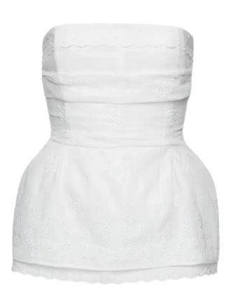 Magda Butrym embroidery corset top - women - Cotton/Linen/Flax/Polyester/Silk - 36 - White