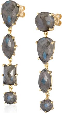 Ela Rae Mismatch Dangle Gemstone Earrings In Pyrite