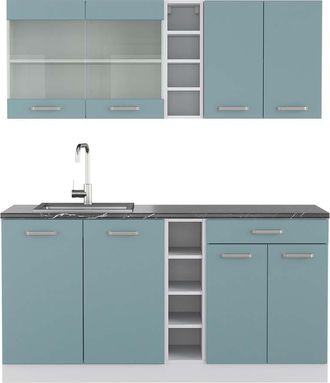 Vicco Cocina Vers&aacute;til R-line, Azul-gris-blanco, 160 Cm, Et Antracita