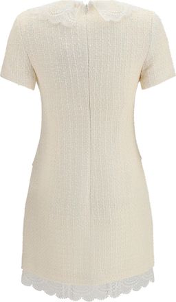Self Portrait Womens Tailored Mini Dress With Boucl&eacute; Lace Inserts Cream