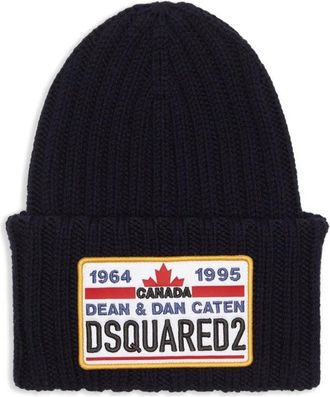 Dsquared2 Knitted Beanie With Folded Cuff And Colorful Patch