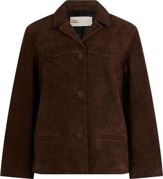 Tory Burch Suede Jacket - Dames - Leren en Su&egrave;de Jassen - Bruin - XL - Leer - Jassen