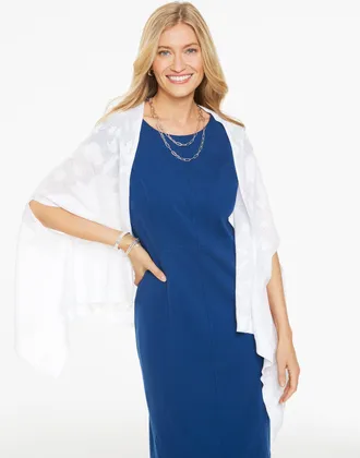 Talbots Floral Jacquard Travel Wrap - White - XS/S Talbots