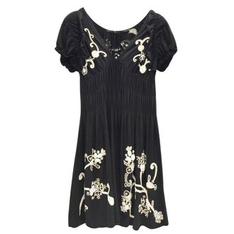 Gaetano Navarra Hand Embroidered Black & White Beaded Dress Size S