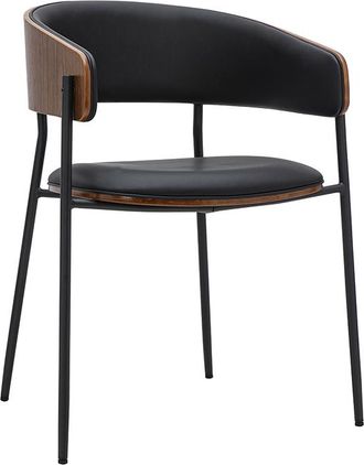 Miliboo Silla De Dise&ntilde;o Negra Y Madera Oscura Nogal Dante