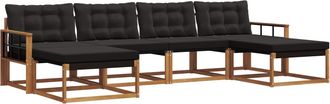 vidaXL Vidaxl Conjunto De Sof&aacute;s De Exterior 6 Uds. Natural Y Negro