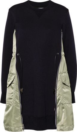sacai panelled mini dress - women - Calf Leather/Nylon/Polyester/Cotton - 2 - Blue