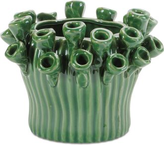 Melrose International Storeware Bud Vase with Floral Accent (Set of 2) - Green