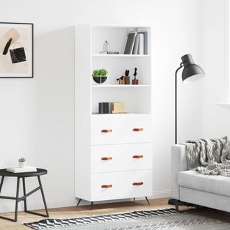 vidaXL Vidaxl - Aparador Alto Madera Contrachapada Blanco 69,5x34x180 Cm