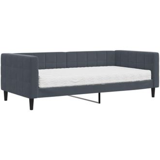 vidaXL Sof&aacute; Cama Con Colch&oacute;n Terciopelo Gris Oscuro 90x190 Cm Vidaxl