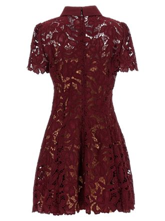 Self Portrait Floral Lace Dress - Burgundy