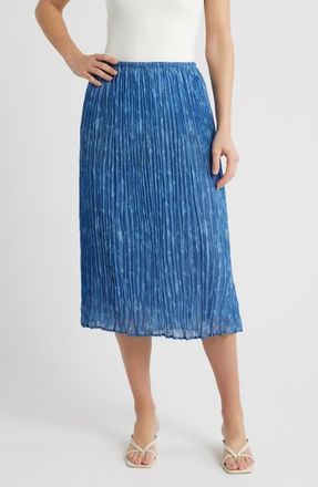 Cloth & Stone Pleated Midi Skirt in Indigo Ikat Floral at Nordstrom, Size X-Large