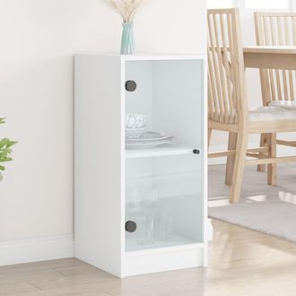vidaXL Armario Auxiliar Con Puertas De Vidrio Blanco 35x37x75,5 Cm Vidaxl