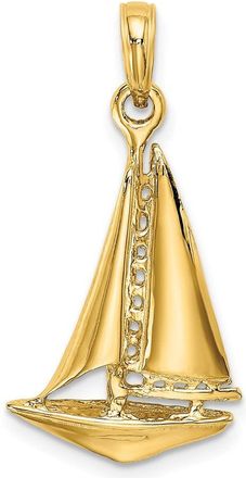 Diamond2Deal 14k Yellow Gold 3-D Polished Sailboat Charm Pendant