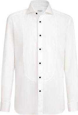 Brunello Cucinelli Tuxedo shirt with pleating in White at Nordstrom, Size 4X-Large Eu