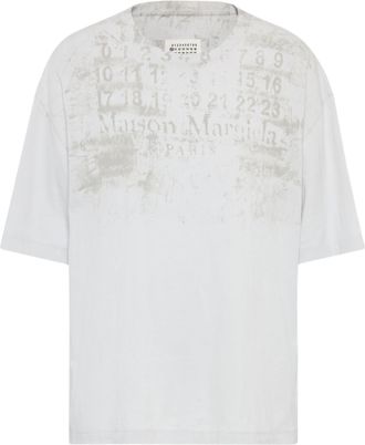 Maison Margiela White Distressed Print Vintage Cotton T-Shirt