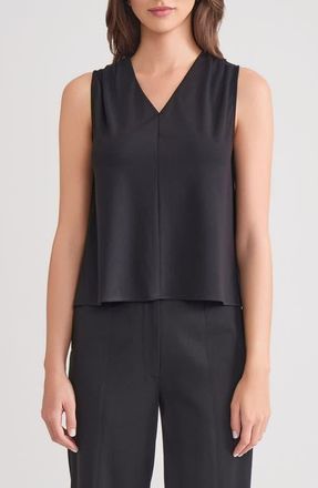 Misook Pima Cotton V-Neck Tank in Black at Nordstrom, Size X-Small