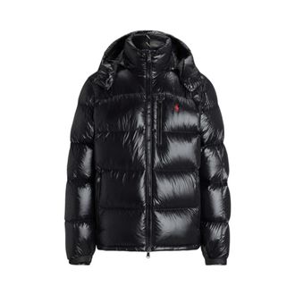 Polo Ralph Lauren Stijlvolle waterafstotende eendendonsjas - Heren - Winterjassen - Zwart - M - Leer - Jassen