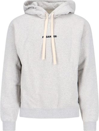 Jil Sander Logo Hooded Sweatshirt - Grey