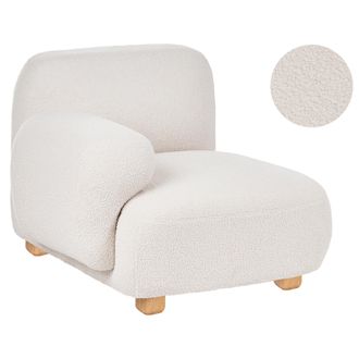 Beliani M&oacute;dulo Esquinero Derecho De Boucl&eacute; Asiento 1 Plaza Patas De Madera Moderno Blanco Crema Amli