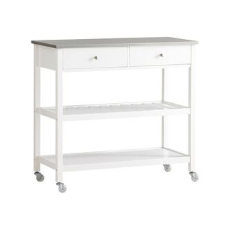 SoBuy Carrito de servir con 2 cajones y 2 estantes mdf blanco