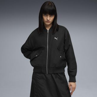 Puma Giacca bomber in satin T7 da donna, Abbigliamento, Nero, XL