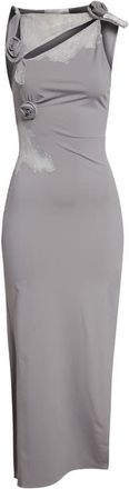 Coperni Flower Asymmetric Lace Dress in Grey at Nordstrom, Size X-Small